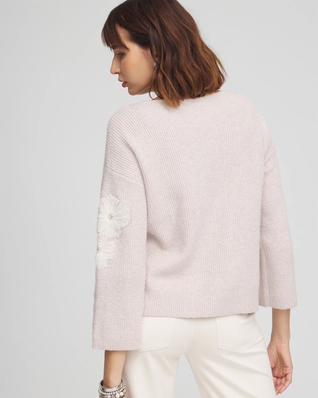 Tulle Floral Pullover Sweater - image 3